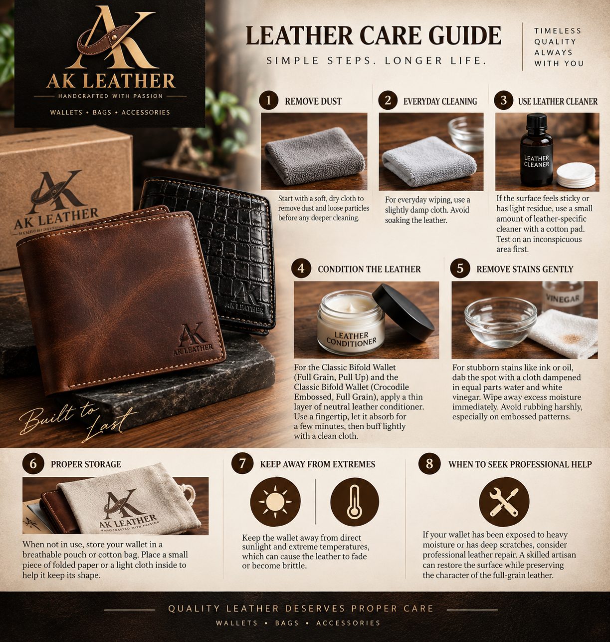 Everyday care tips for your AK Leather wallets