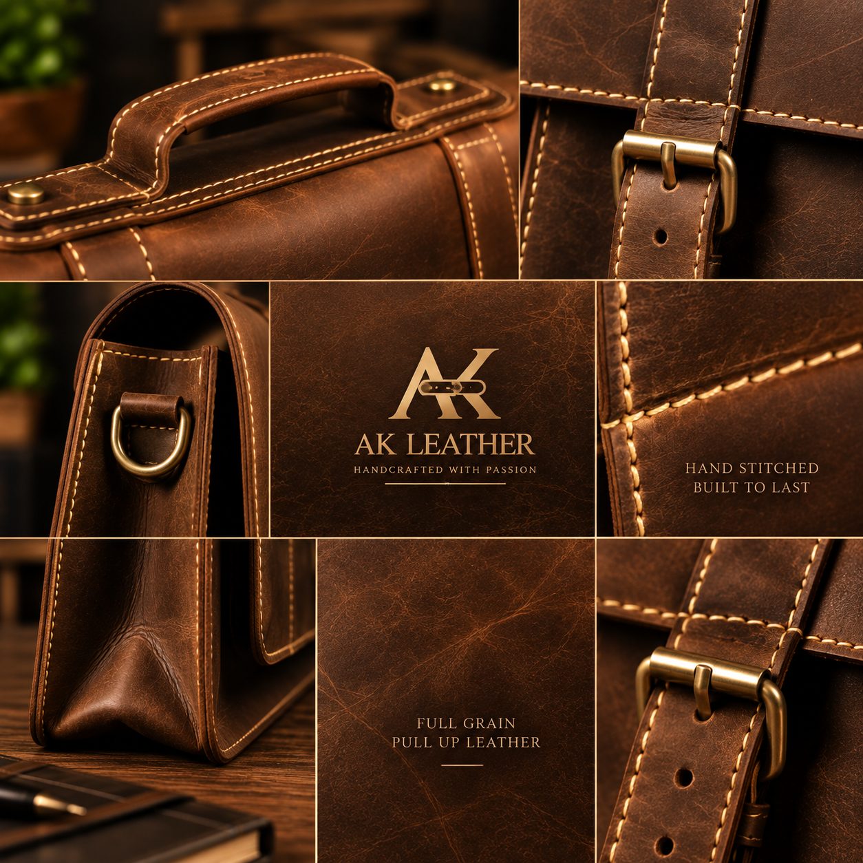 Classic Full Grain Pull-Up Leather Laptop bag — AK Leather