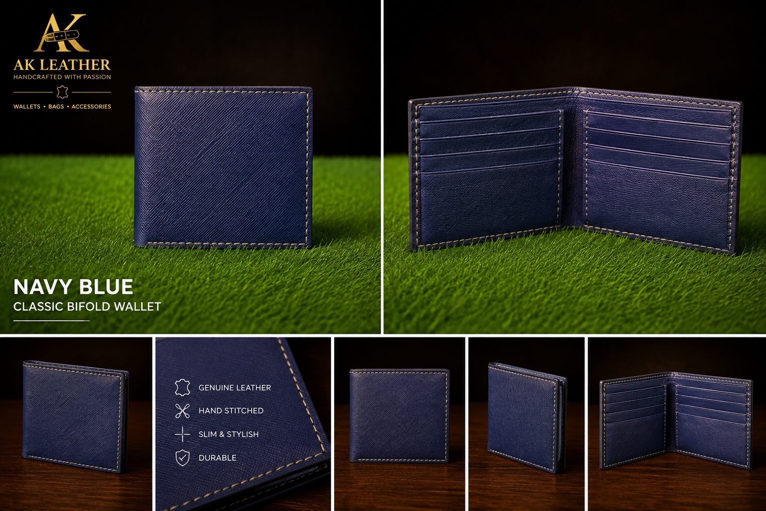 Classic Crocodile Embossed Leather Bifold Wallet — AK Leather