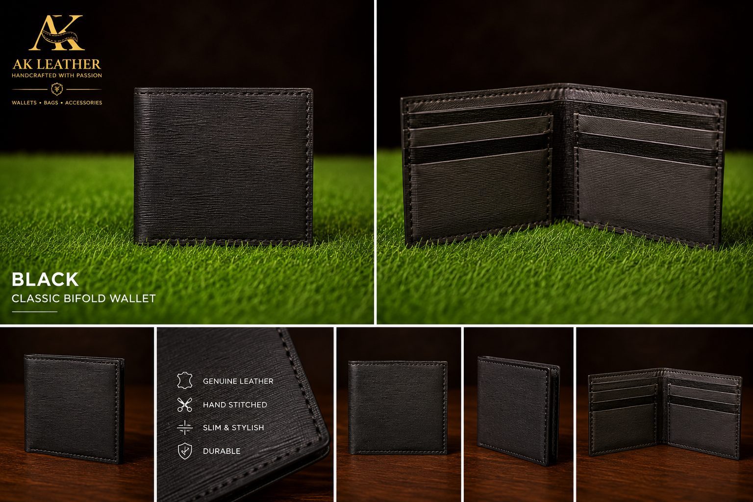 Classic Crocodile Embossed Leather Bifold Wallet — AK Leather