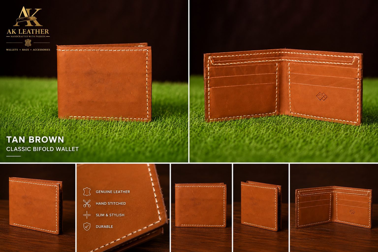 Classic Crocodile Embossed Leather Bifold Wallet — AK Leather